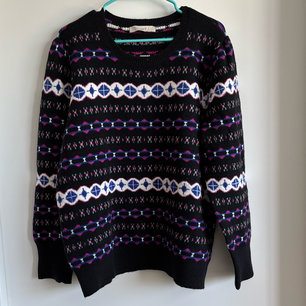 LOFT Black and Purple Sweater